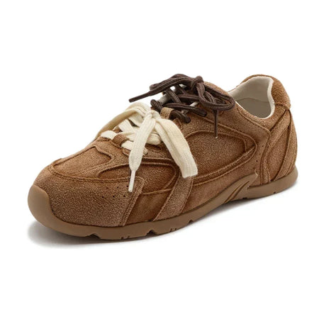 Cushioned Suede Trainers with Dual Lace Fastening