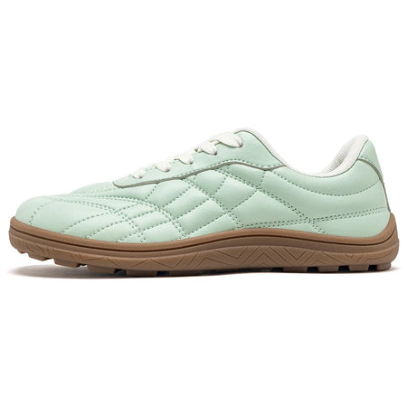 Stitched Faux Leather Barefoot Lace-Up Sneakers