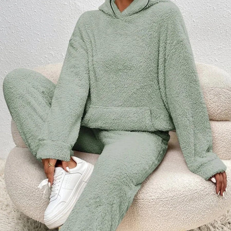 Women's Teddy Fleece Hooded Loungewear Set