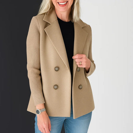 Women's Soft Knit Blazer With Ribbed Cuffs