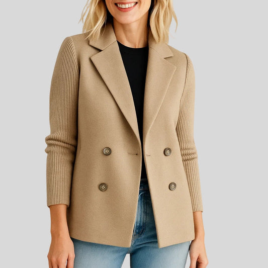 Women's Soft Knit Blazer With Ribbed Cuffs