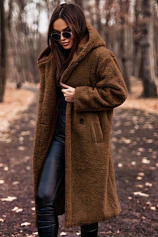 Women's Relaxed Hooded Teddy Coat