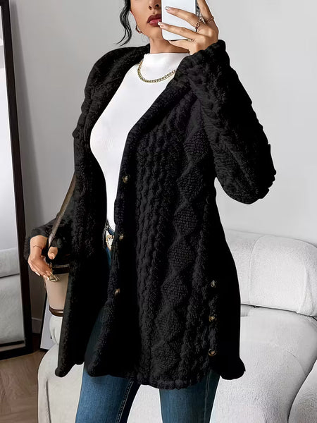Women's Textured Button Front Transitional Coat