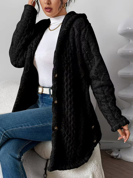 Women's Textured Button Front Transitional Coat