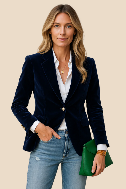 Camila Velvet Blazer for Women - Lapel Collar