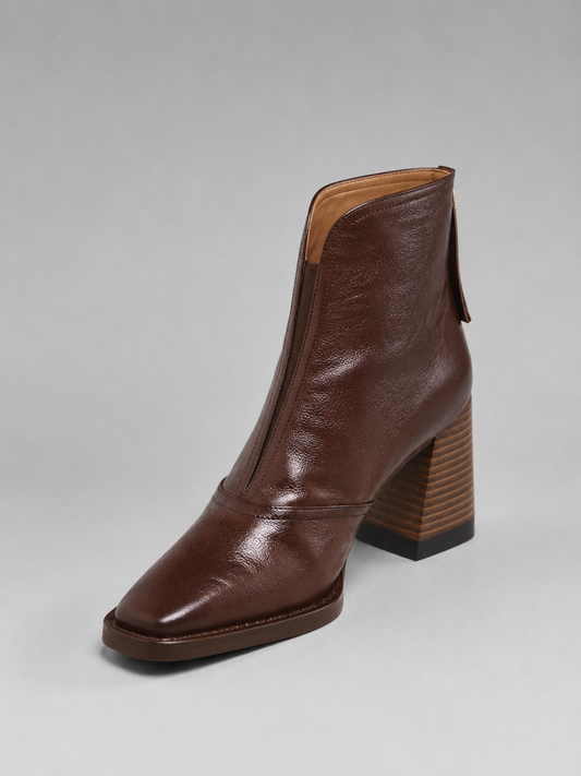 Women's Faux Leather Block Heel Ankle Boots