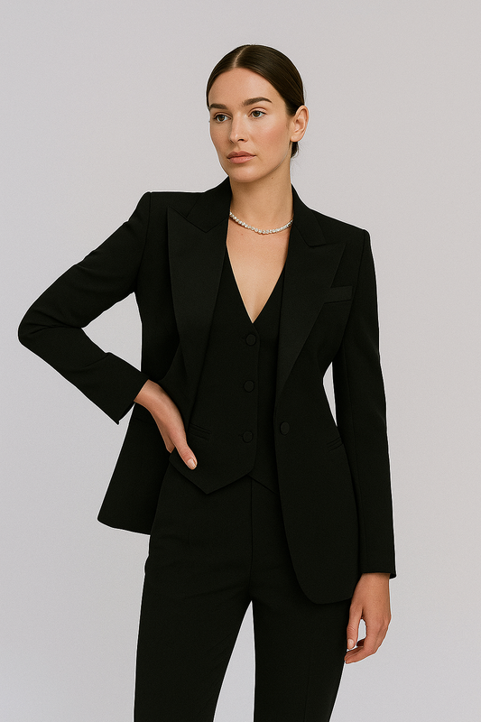 Elegant Women's 3-Piece Suit - Blazer, Vest, Trousers