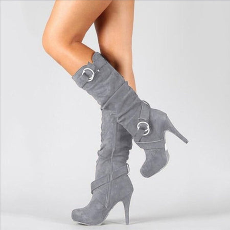 Women's Slouch Knee High Platform Stiletto Boots