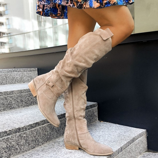 Women's Slouchy Side Zip Knee High Boots