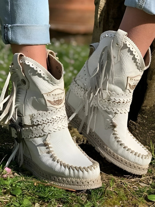 Women's Fringe Boho Western Ankle Boots