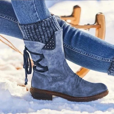 Women's Waterproof Calf Boots with Side Zip