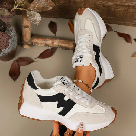 Women's Lace-Up Platform Trainers with Cushioned Insole