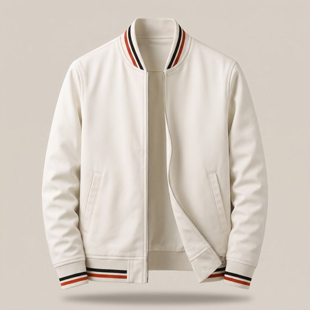 Men's Lightweight Zip Jacket with Striped Rib Trim