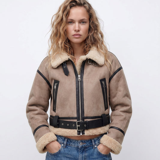 Women's Reversible Faux Shearling Bomber Jacket