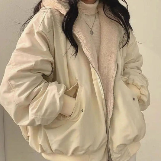 Women's Oversized Double Layer Teddy Lined Jacket