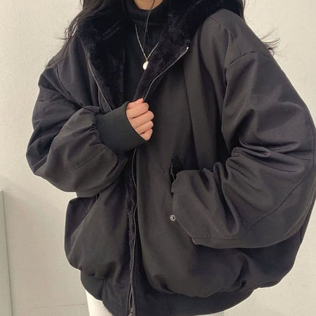 Women's Oversized Double Layer Teddy Lined Jacket