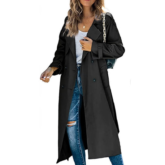 Longline Belted Spring Autumn Trench Coat for Women