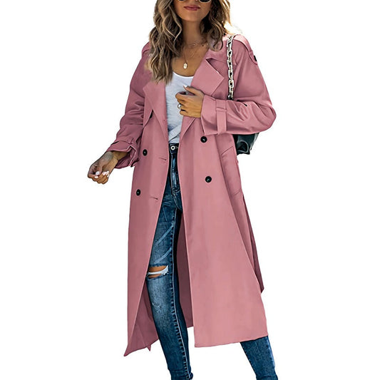 Longline Belted Spring Autumn Trench Coat for Women