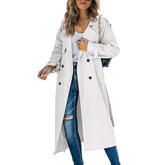 Longline Belted Spring Autumn Trench Coat for Women