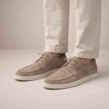 Men's Suede Lace-Up Loafers with Closed Toe