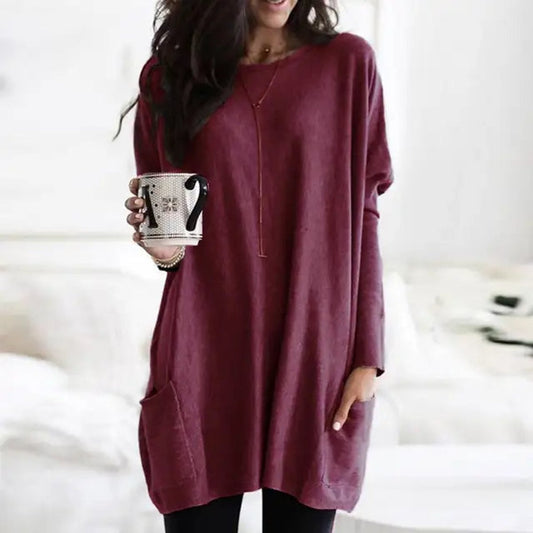 Relaxed Fit Oversized Pocket Tunic Sweater