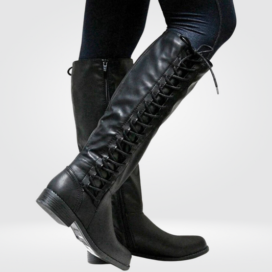 Lined Knee-High Faux Leather Boots