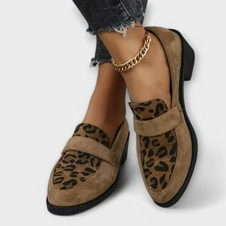 Leopard Print Orthopedic Block Heels with Wide Toe Box