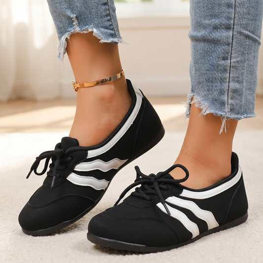 Women's Retro Slip-On Trainers with Wave Stripe