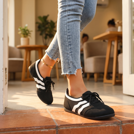 Women's Retro Slip-On Trainers with Wave Stripe
