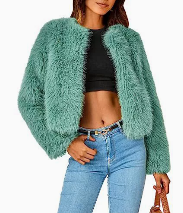 Women's Short Faux Fur Cardigan Jacket