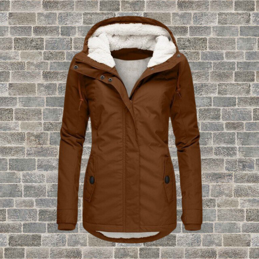 Women's Winter Jacket with Hood and Water Repellent Shell