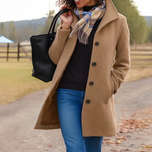 Relaxed Fit Women's Winter Coat with Button Front