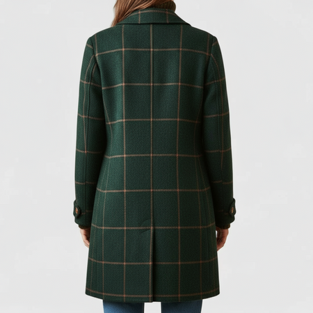 Tailored Plaid Winter Coat with Structured Lapel
