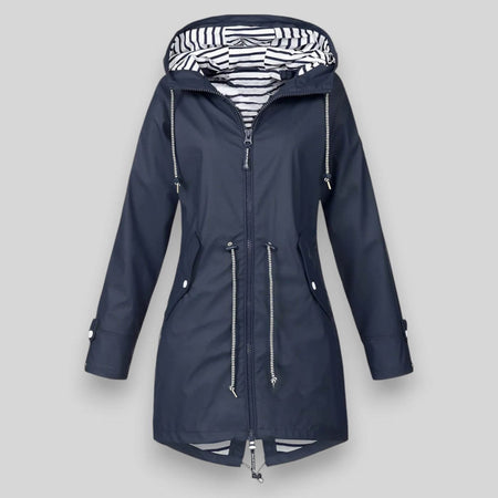 Women's Slim Hooded Winter Jacket With Striped Hood Lining