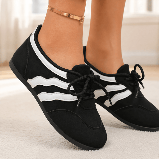 Women's Retro Slip-On Trainers with Wave Stripe