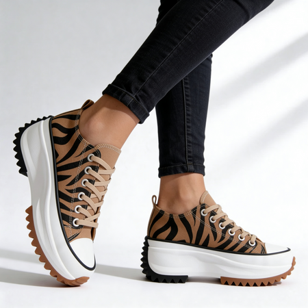 Women's Canvas Chunky Platform Lace-Up Trainers
