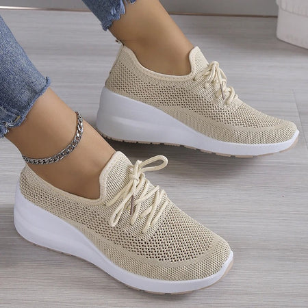 Women's Breathable Mesh Platform Wedge Trainers