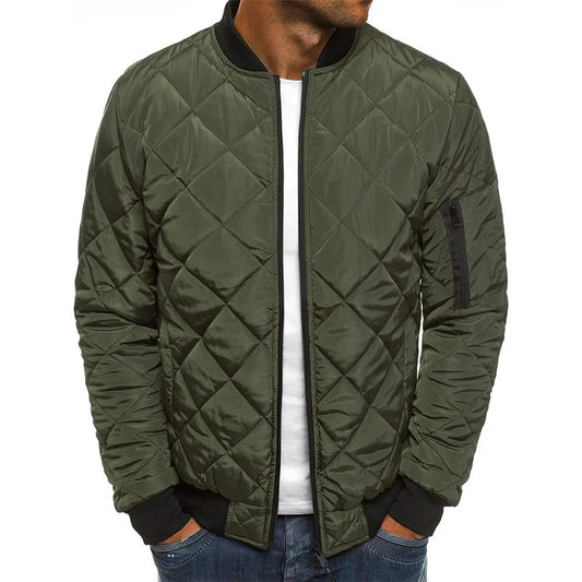 Slim Fit Diamond Quilted Bomber Jacket for Men