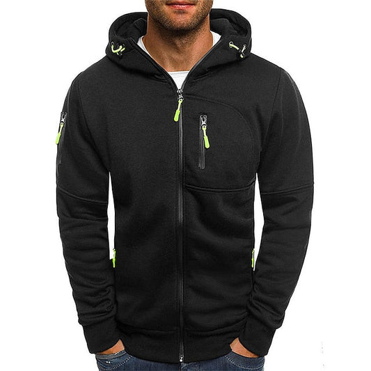 Zip-Up Hoodie With Drawstring Hood