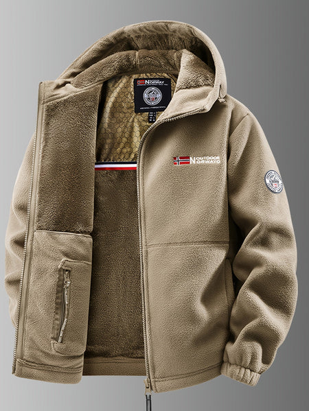 Fleece Lined Hooded Windproof Winter Jacket