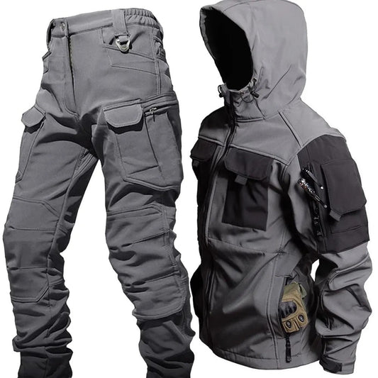 Waterproof Hooded Jacket and Trousers Outdoor Set
