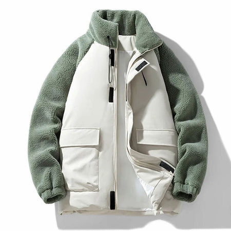 Colour Block Sherpa Sleeve Zip Jacket