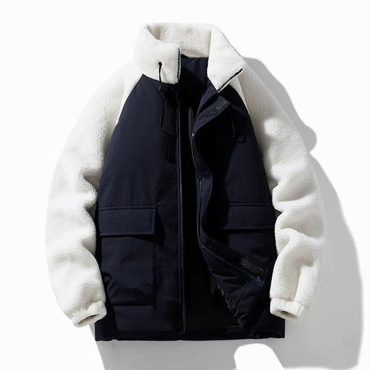 Colour Block Sherpa Sleeve Zip Jacket