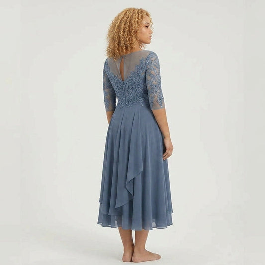 Lace Bodice Sleeveless Layered Skirt Midi Dress