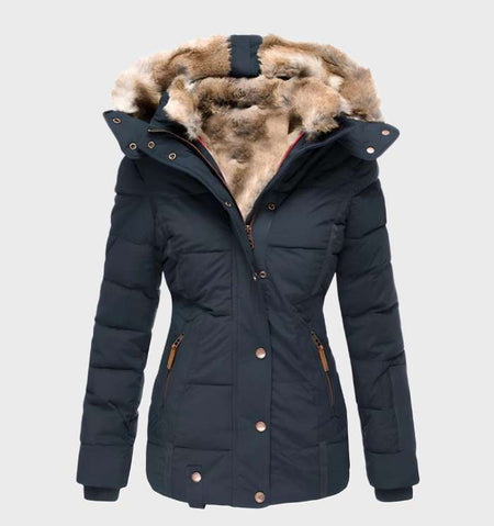Women's Fitted Hooded Winter Coat with Waterproof Finish