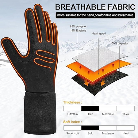 Insulated Heated Outdoor Gloves with Adjustable Heat