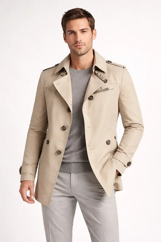 Classic Men's Lapel Collar Trench Coat
