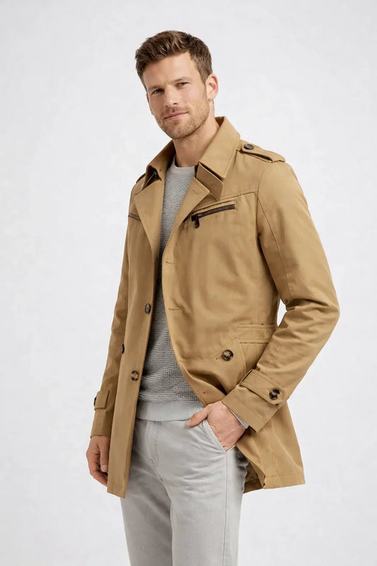 Classic Men's Lapel Collar Trench Coat