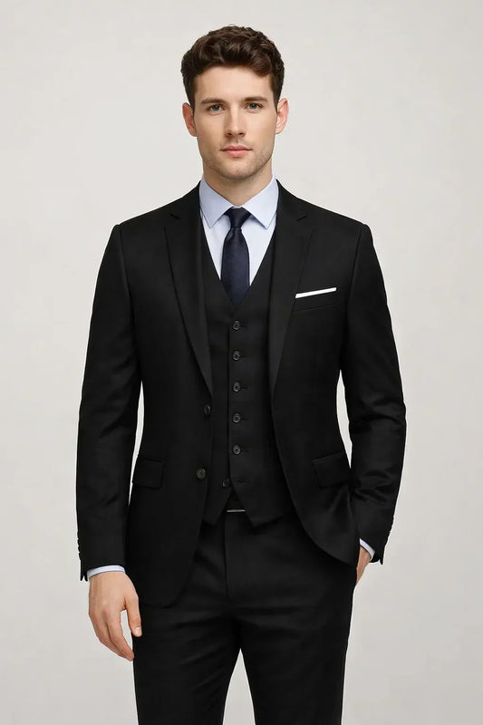 Men's Slim-Fit Three-Piece Suit - Single-Breasted Jacket