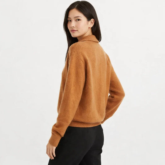 Asymmetrical Button Placket Knitted Cardigan - Women